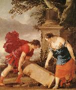 LA HIRE, Laurent de Theseus and Aethra (detail sg oil on canvas